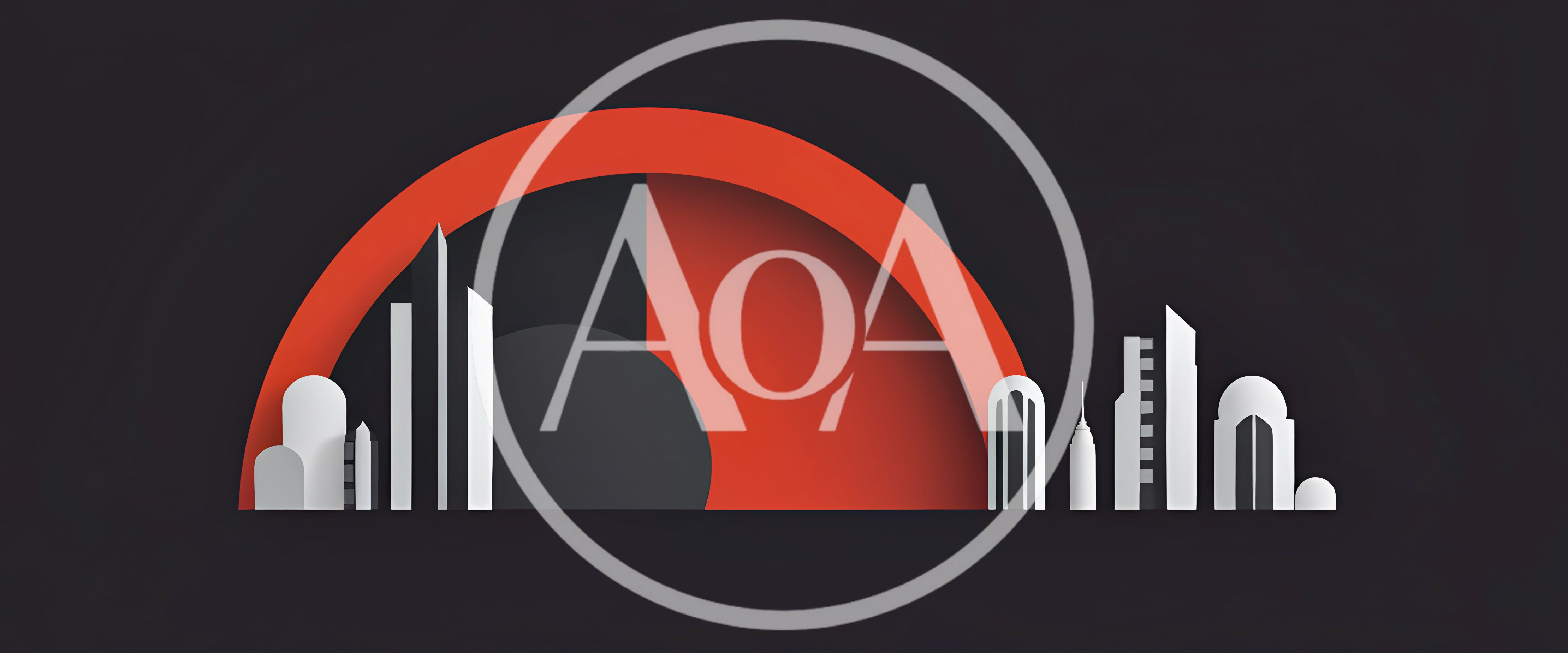 Minimalist Paper Cutout Cityscape With Red Arch