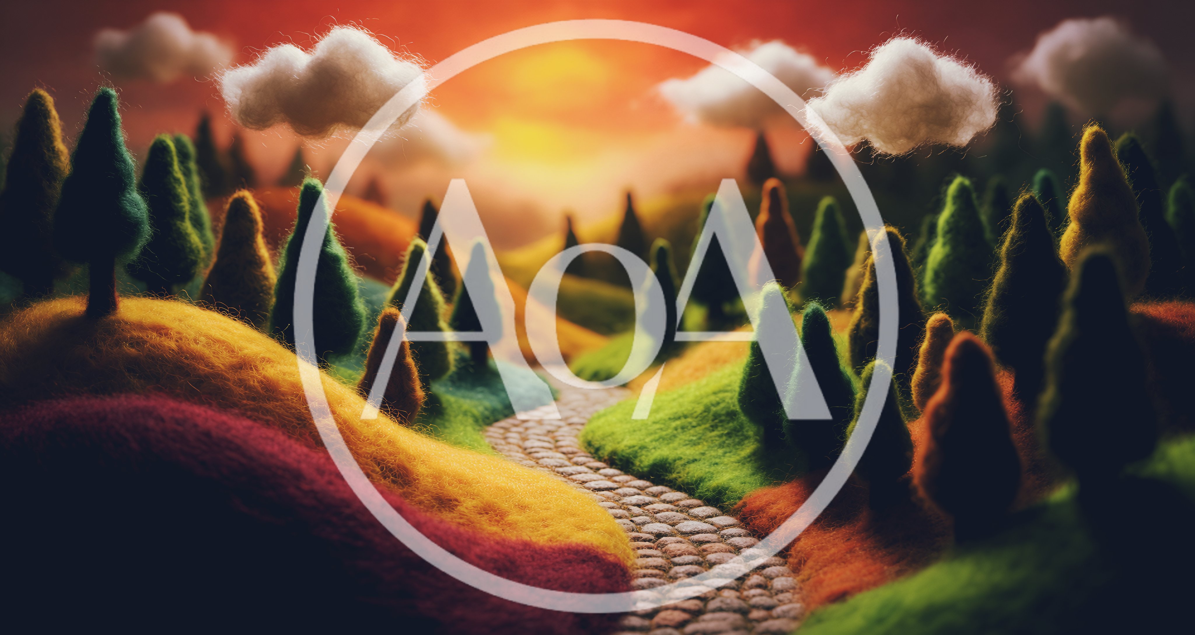 Felted Wool Landscape With Winding Cobblestone Path