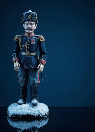 Vintage Russian Imperial Soldier Doll Standing In Snow