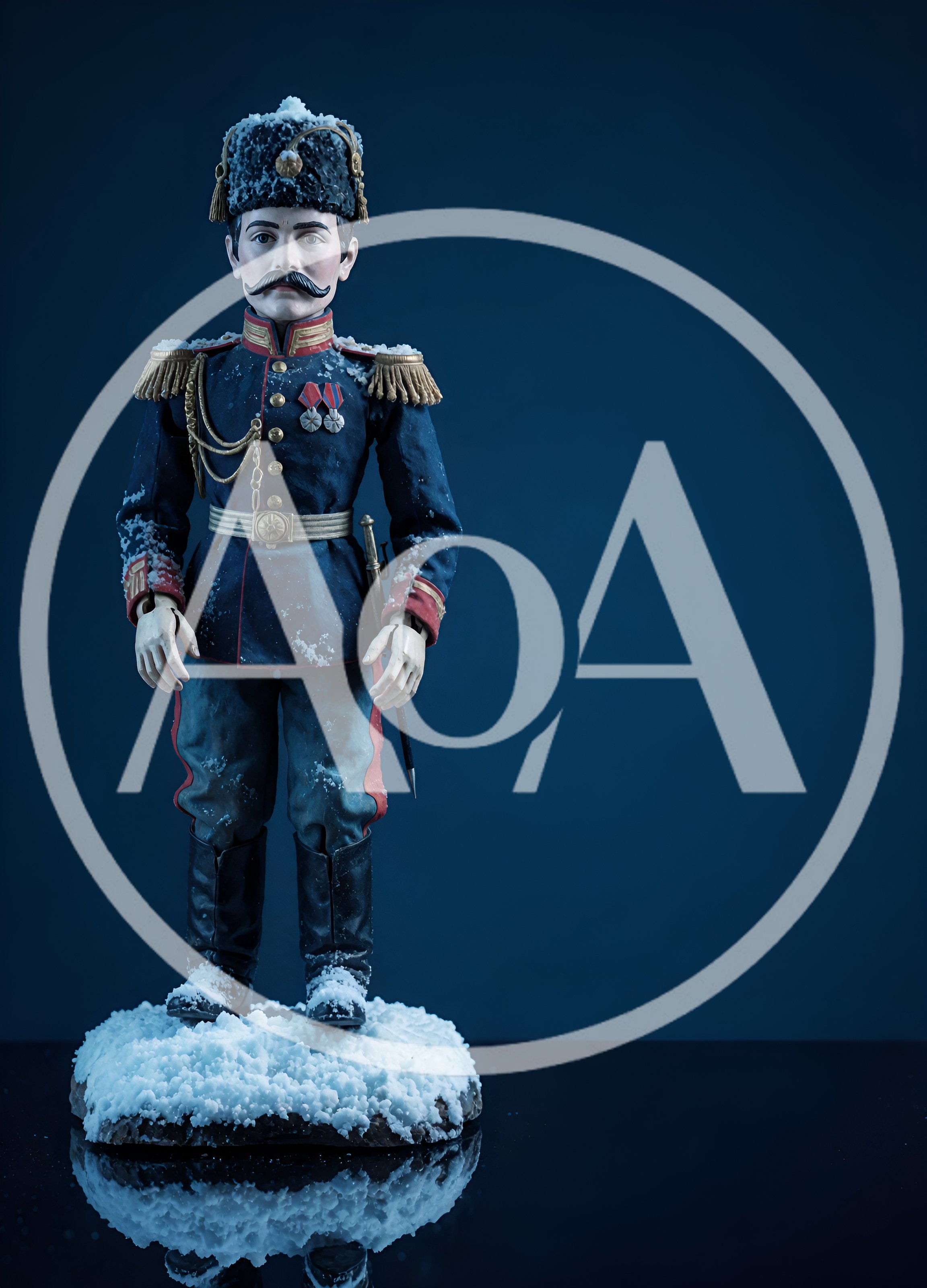 Vintage Russian Imperial Soldier Doll Standing In Snow