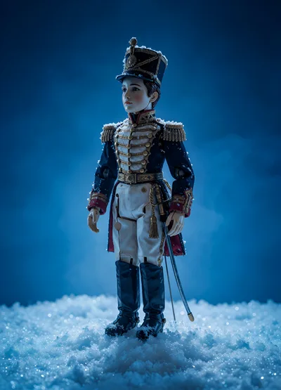 Nutcracker Soldier Doll Standing In The Snow