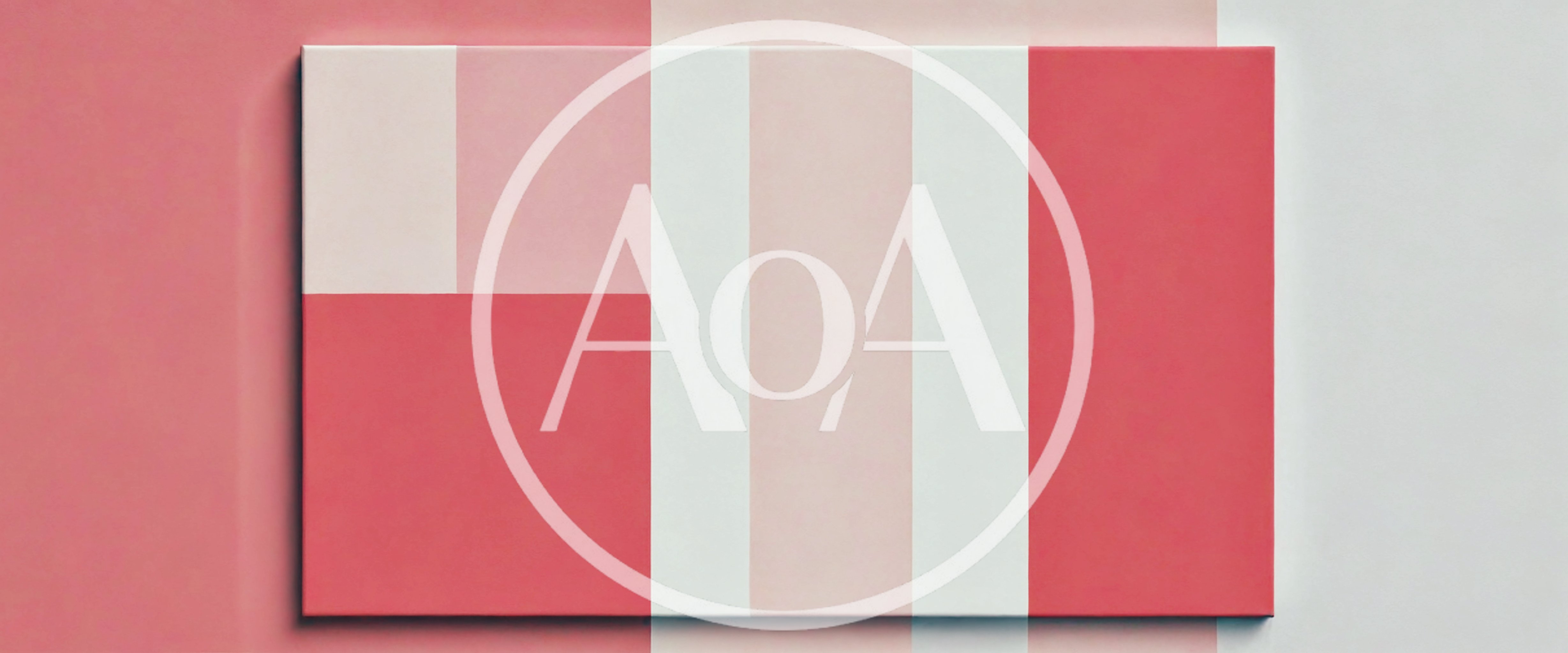 Abstract Geometric Composition With Pink And White Rectangles
