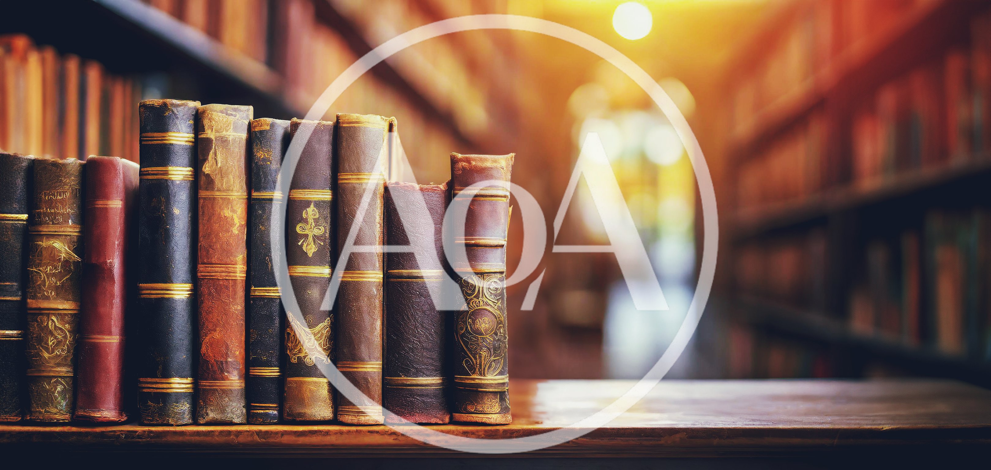 Antique Leather Bound Books On A Library Shelf