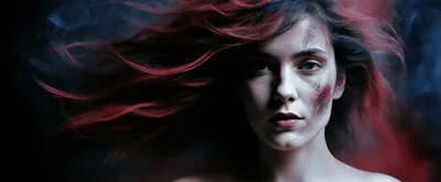 Portrait Of A Woman With Red Hair And Smudged Makeup