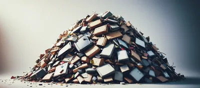 Large Pile Of Discarded Electronic Waste And Computers