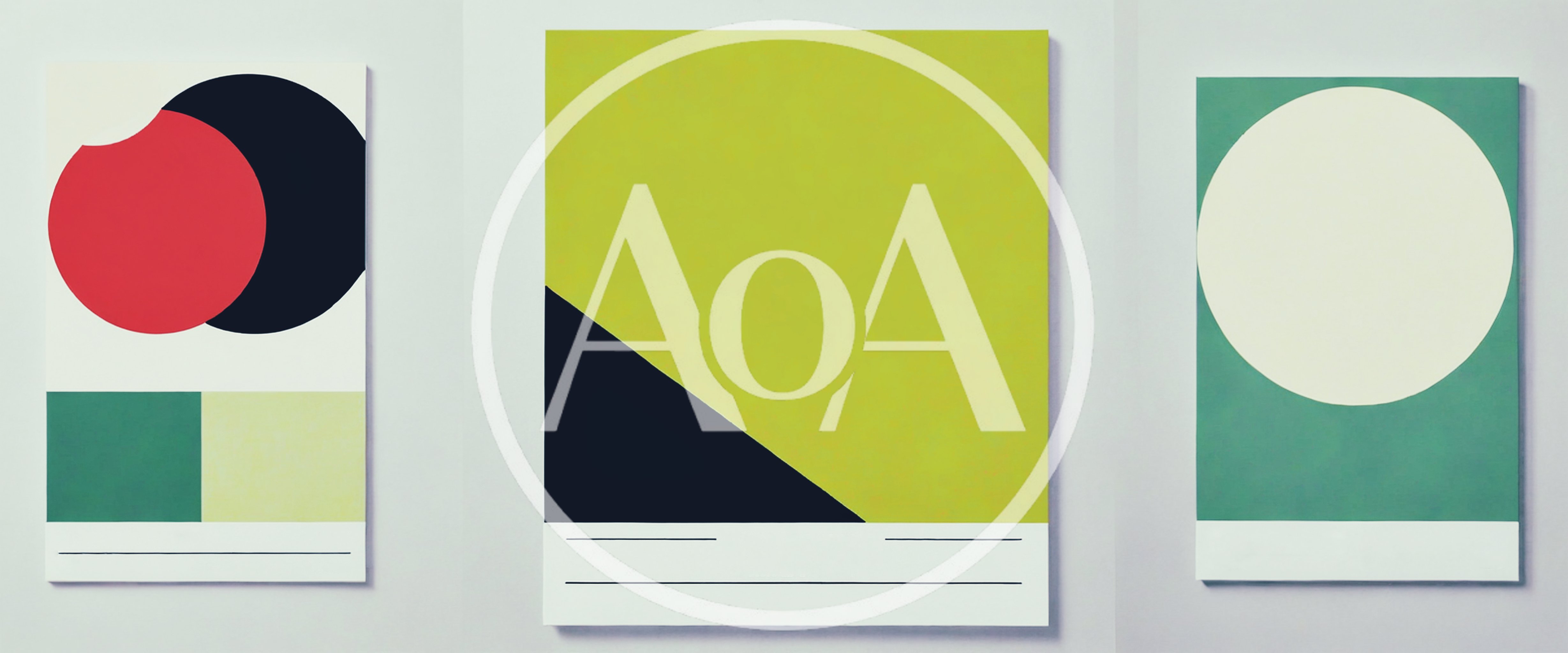 Three Minimalist Abstract Geometric Art Prints On Wall