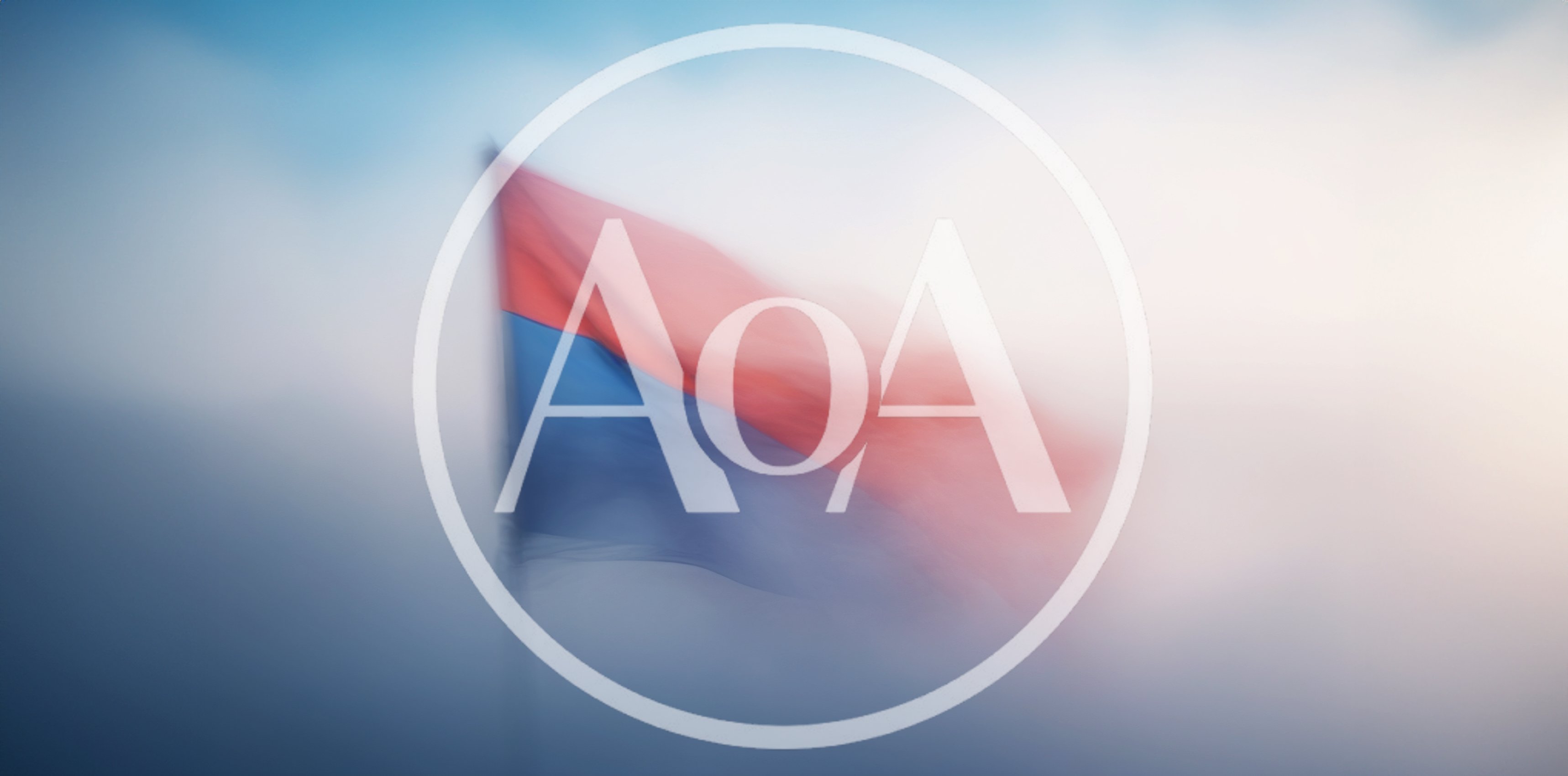 Red And Blue Flag Waving In Thick Fog