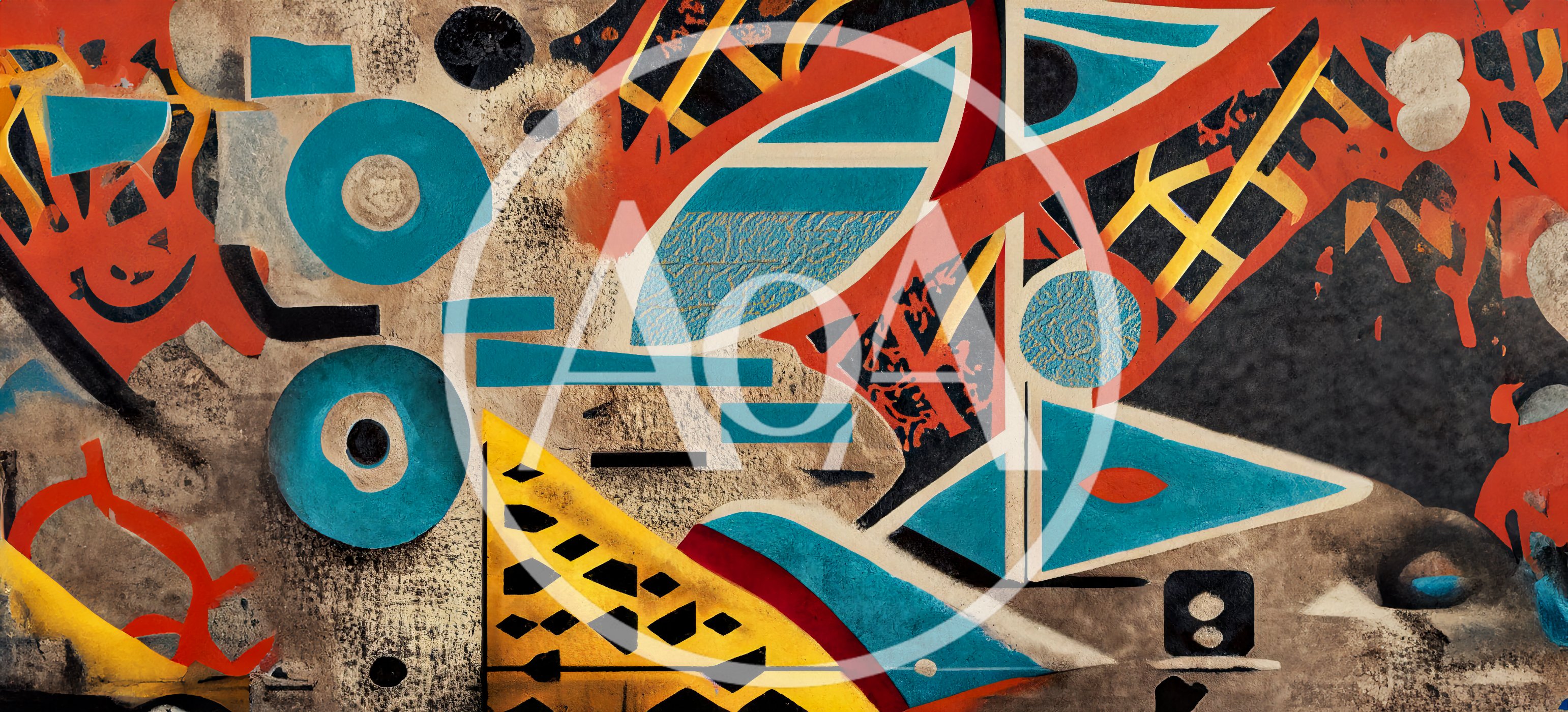 Abstract Geometric Mural With Vibrant Shapes And Textures