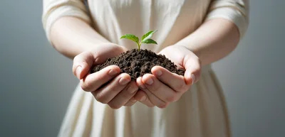 Person Holding Soil With A Small Green Plant