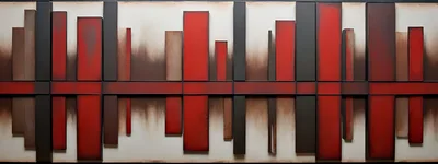 Abstract Geometric Wall Art With Red And Brown Panels