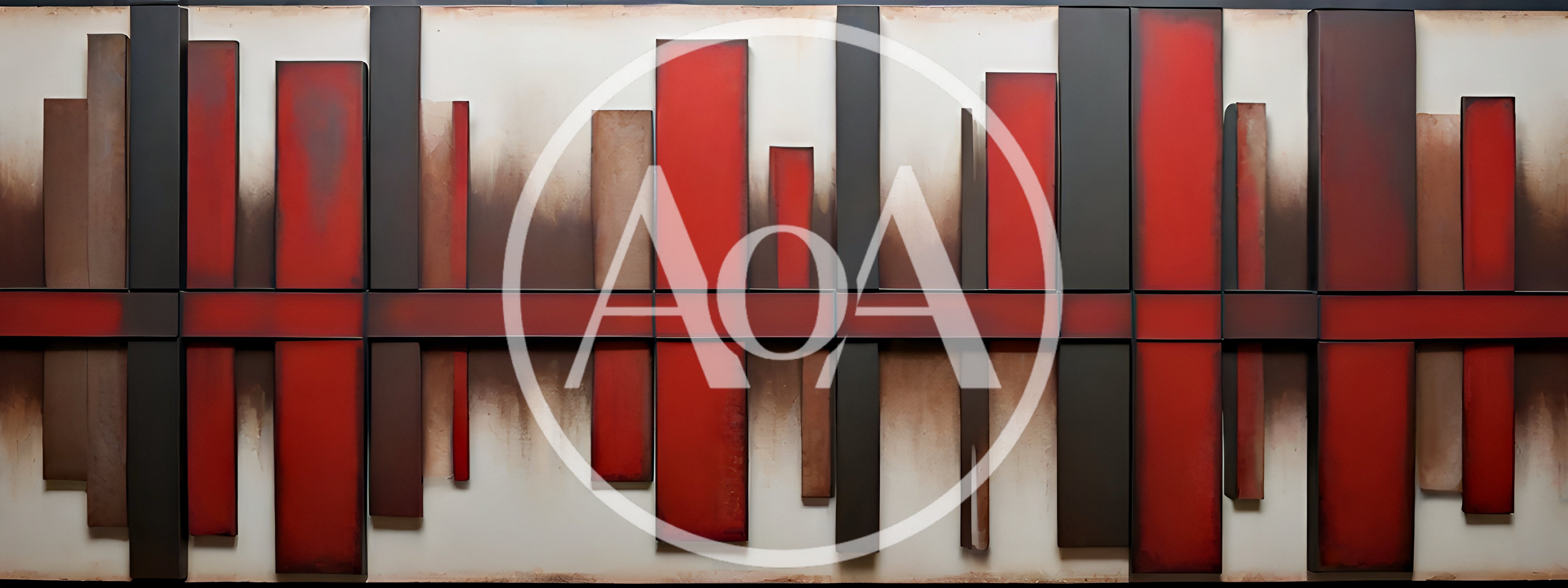 Abstract Geometric Wall Art With Red And Brown Panels