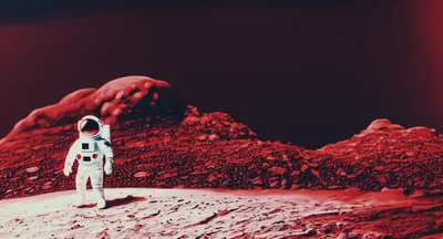 Astronaut Standing On The Surface Of Mars