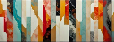Abstract Vertical Panels With Fluid Paint Textures
