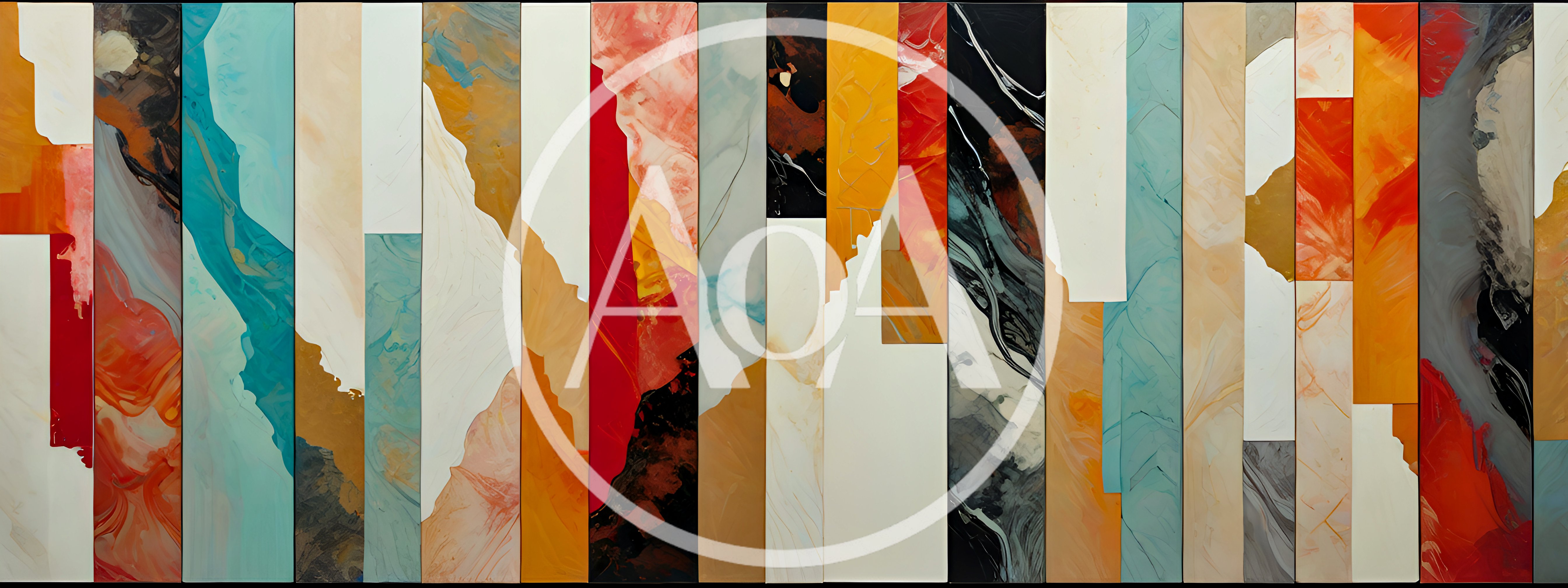 Abstract Vertical Panels With Fluid Paint Textures