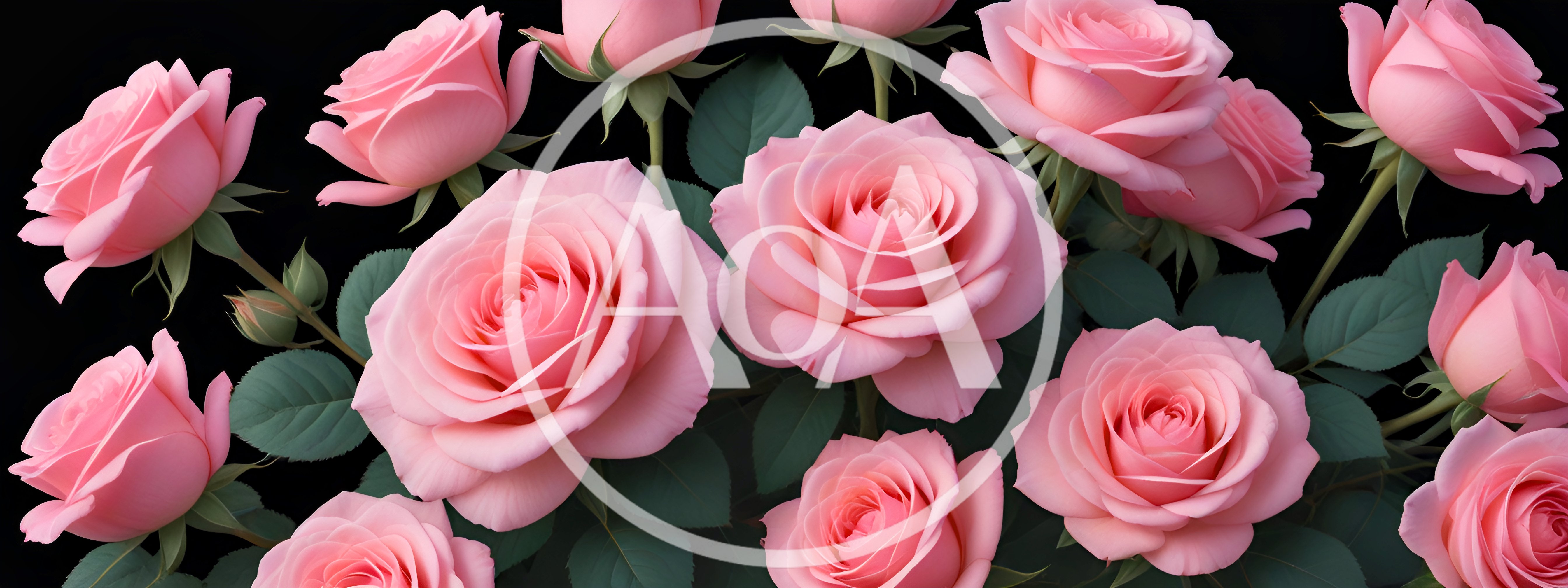 Beautiful Pink Roses Blooming Against Black Background