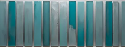 Abstract Vertical Teal And Silver Metallic Panels