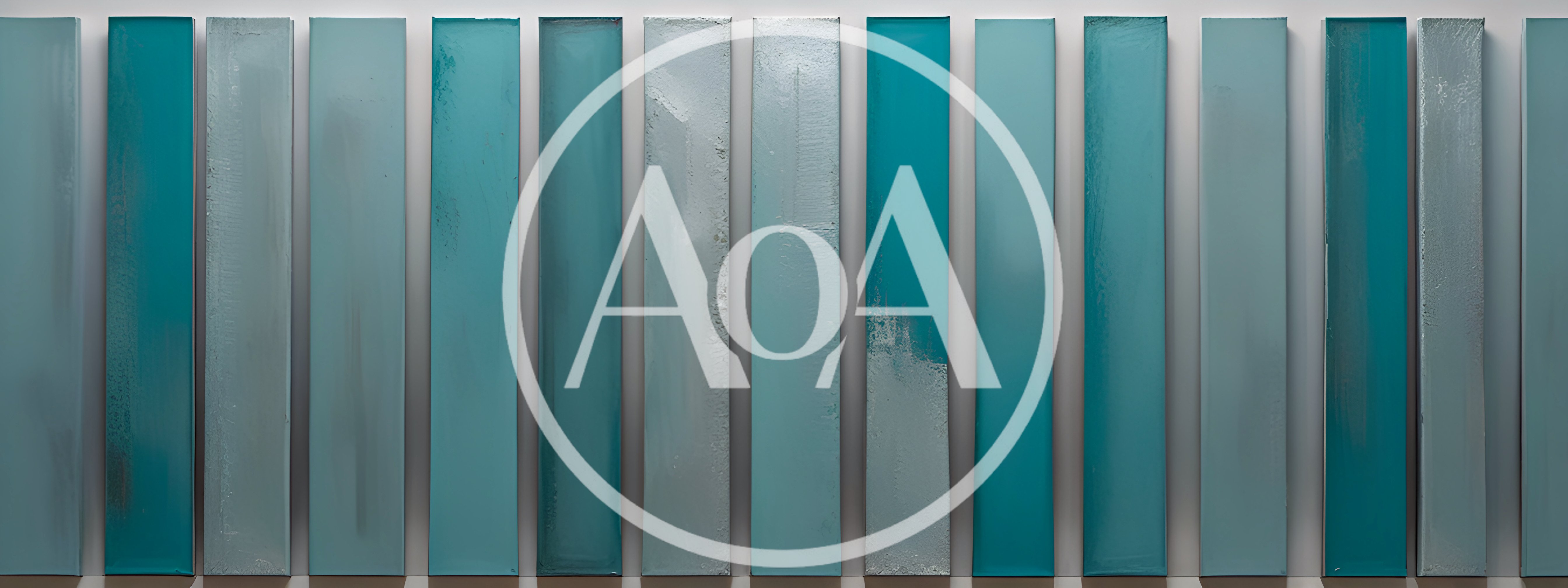 Abstract Vertical Teal And Silver Metallic Panels