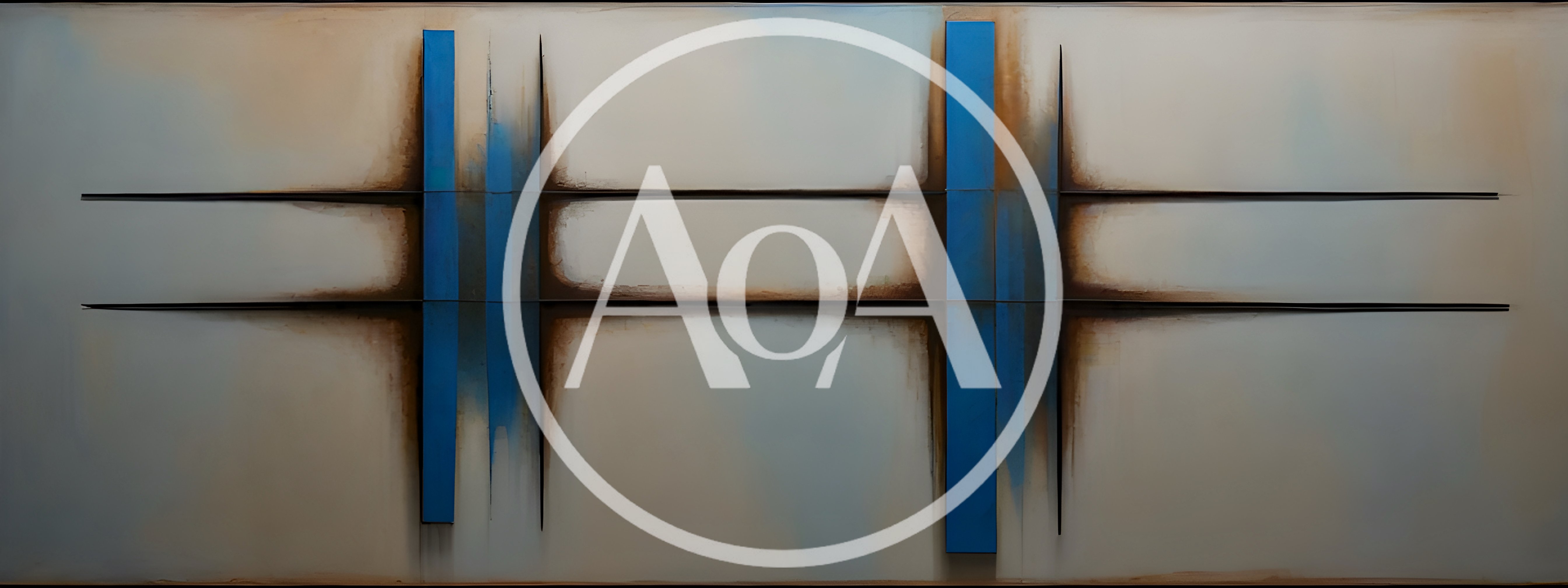 Abstract Painting With Blue Vertical Bars And Horizontal Lines