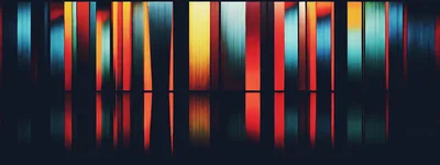 Abstract Vertical Light Streaks With Mirror Reflection