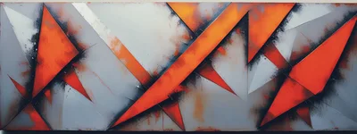 Abstract Geometric Painting With Orange And Grey Shapes