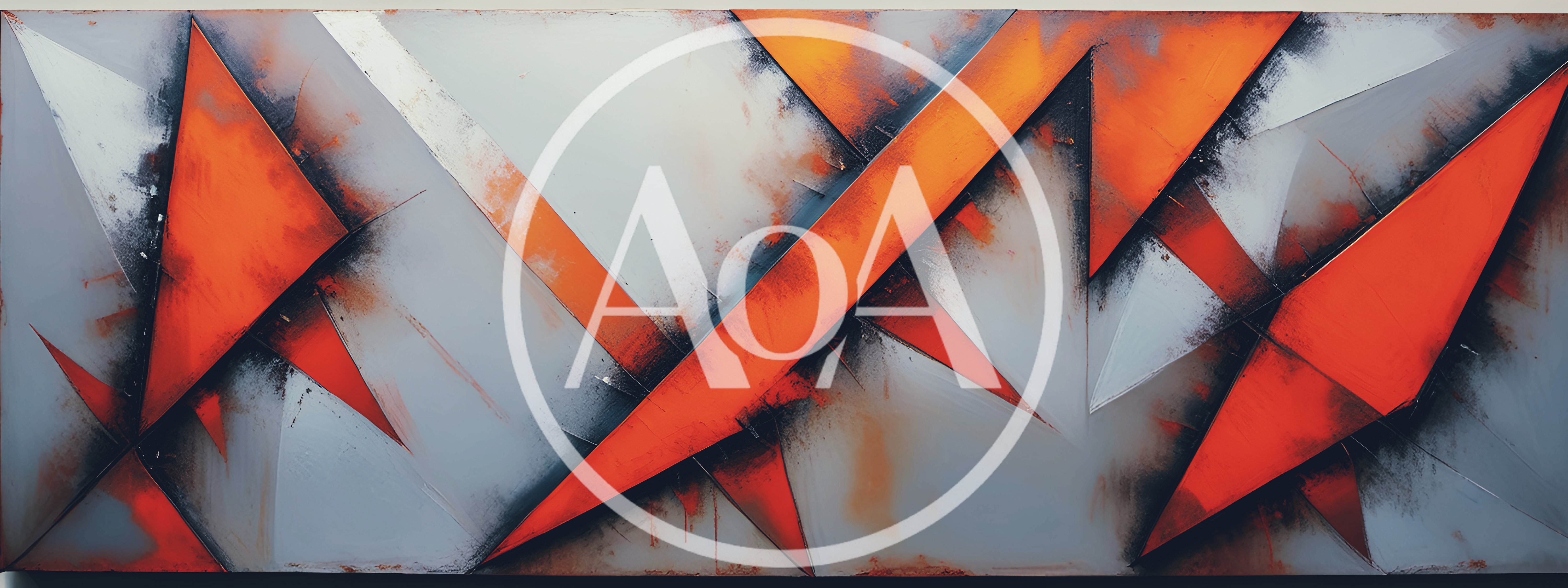 Abstract Geometric Painting With Orange And Grey Shapes