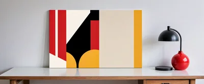 Abstract Geometric Art Print On A Minimalist Desk