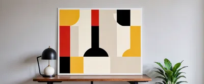 Abstract Geometric Art Print On Wooden Console Table