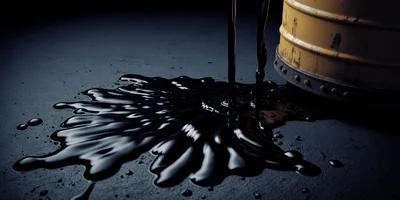 Thick Crude Oil Pouring From Yellow Industrial Barrel