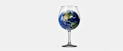 Planet Earth Inside A Glass Wine Goblet