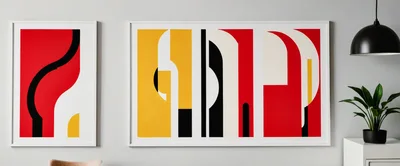 Modern Abstract Art Prints In A Minimalist Living Room