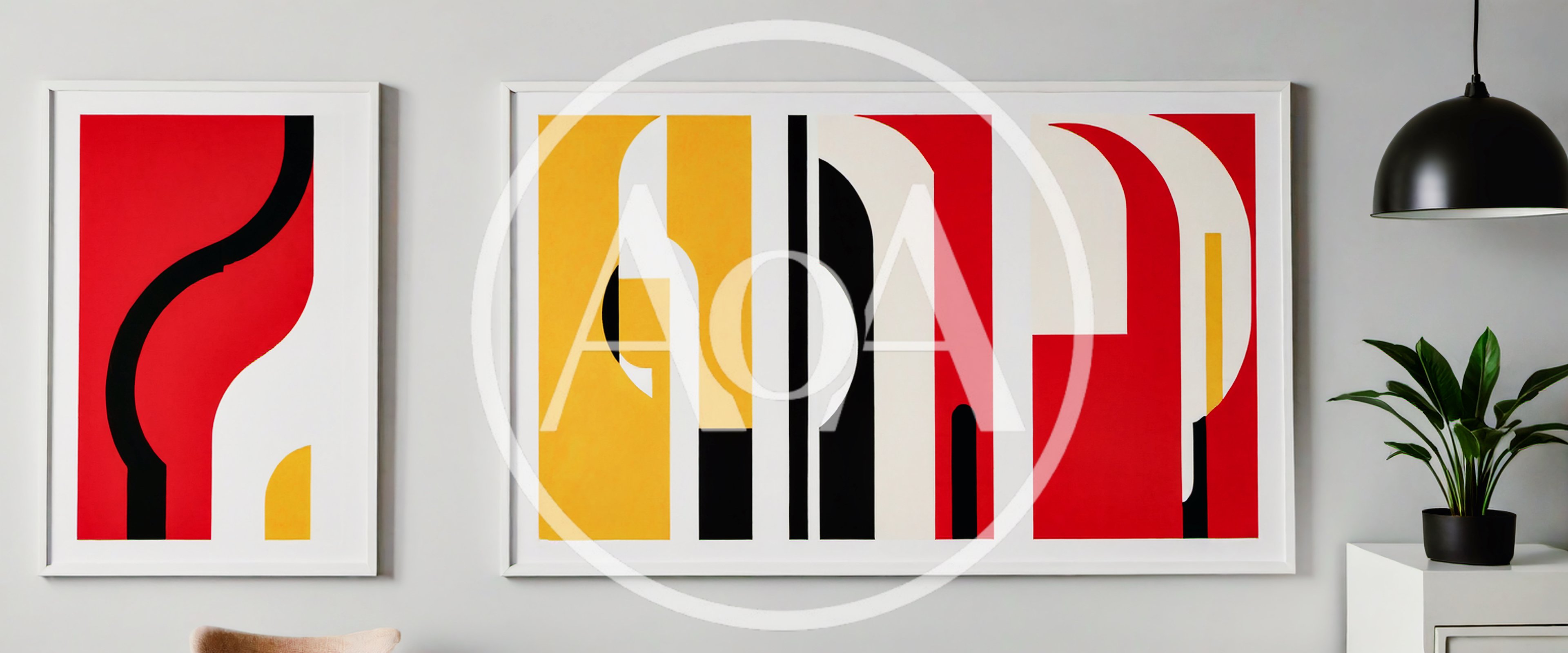 Modern Abstract Art Prints In A Minimalist Living Room