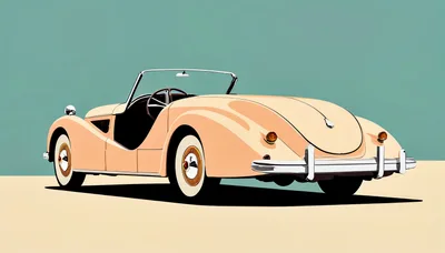 Vintage Cream Convertible Sports Car Illustration