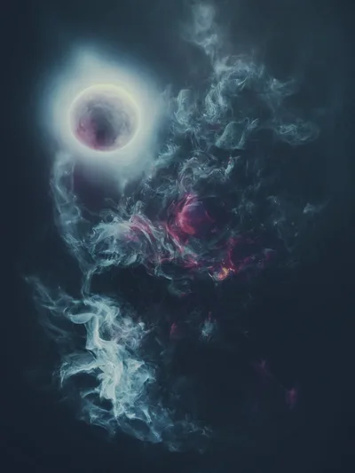 Abstract Cosmic Nebula With Glowing Celestial Sphere