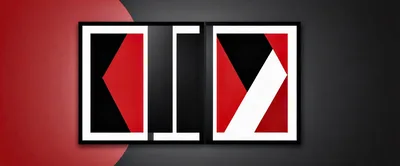 Modern Abstract Geometric Art Diptych On Dark Background