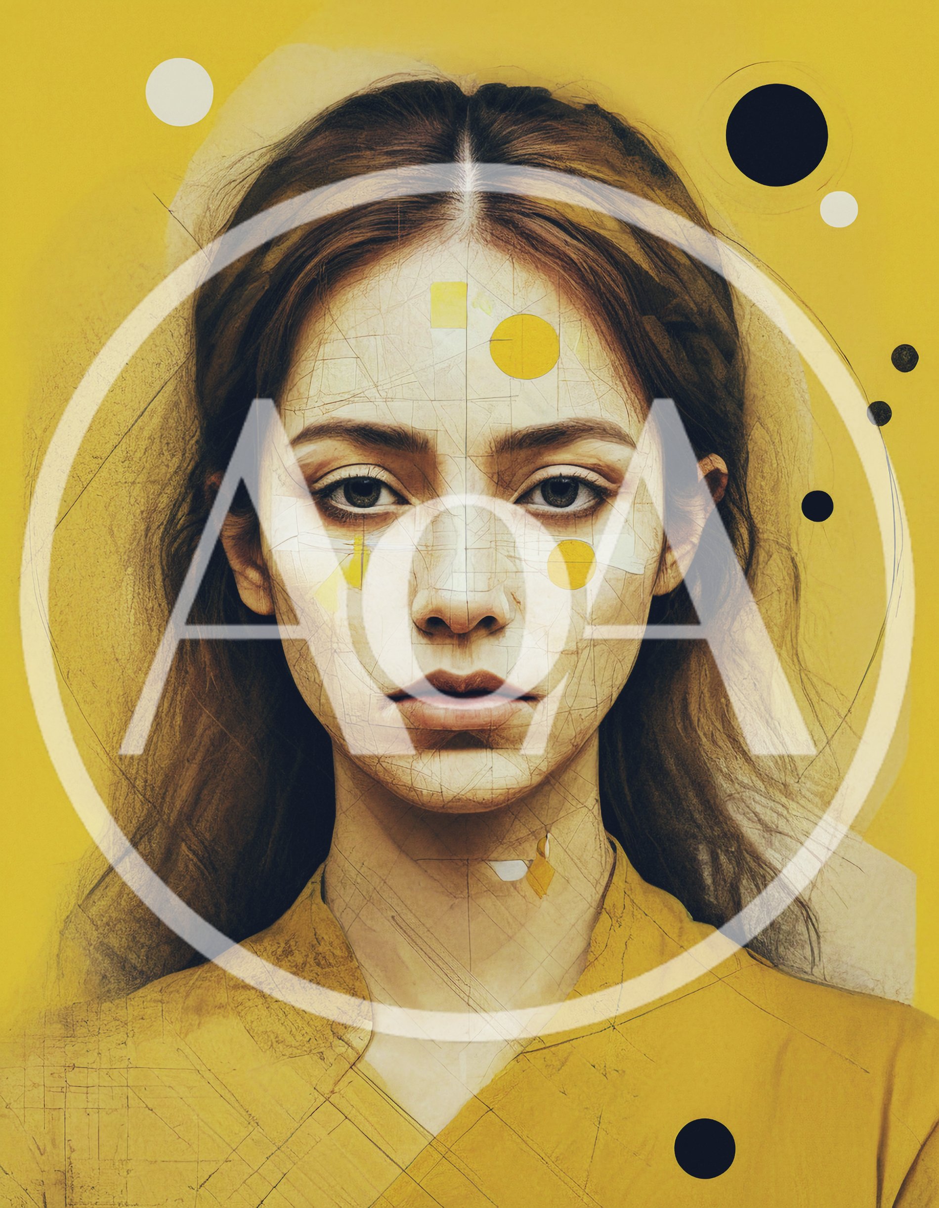 Surreal Portrait Of A Young Woman With Geometric Overlays