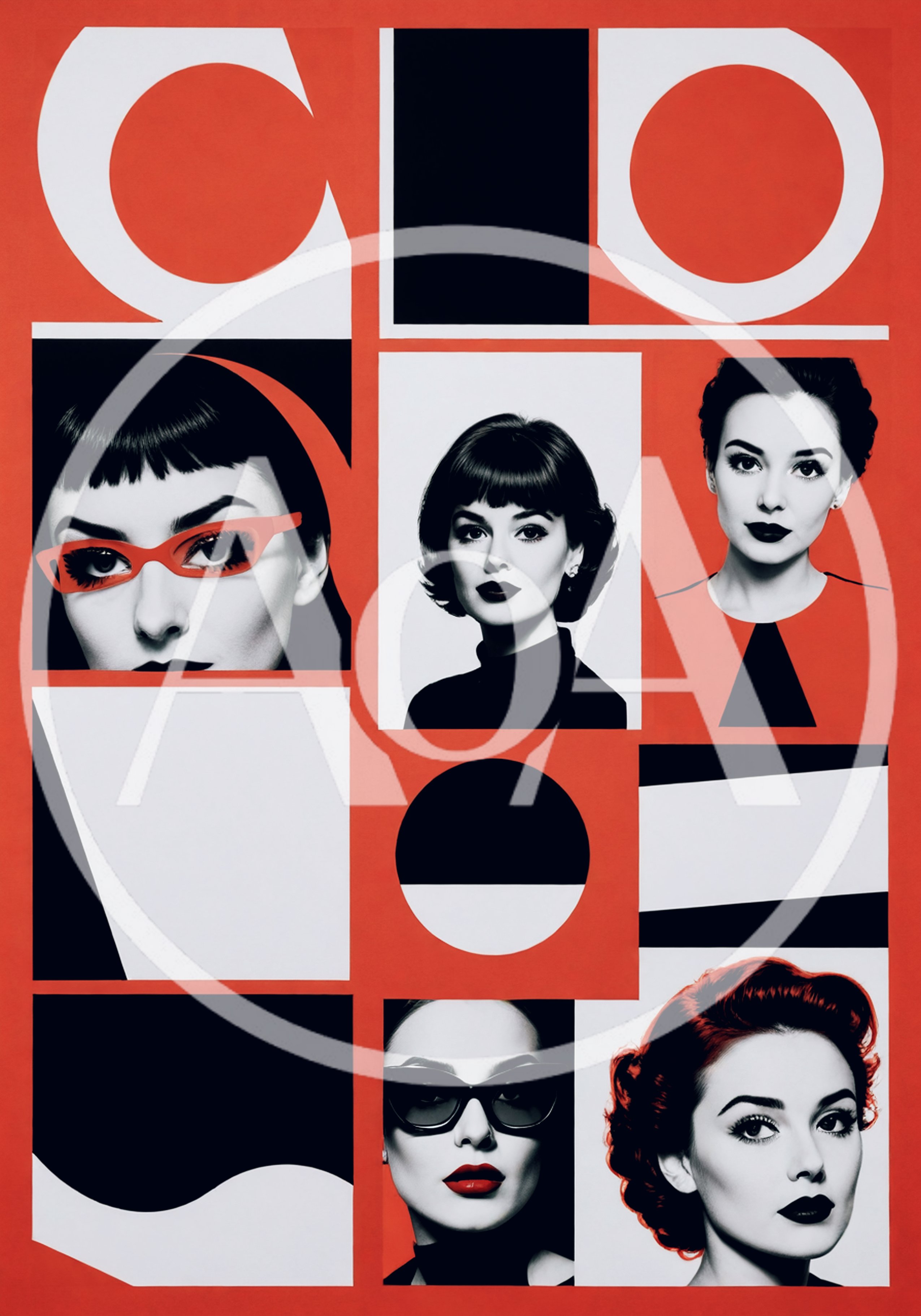 Retro Fashion Collage With Stylized Portraits