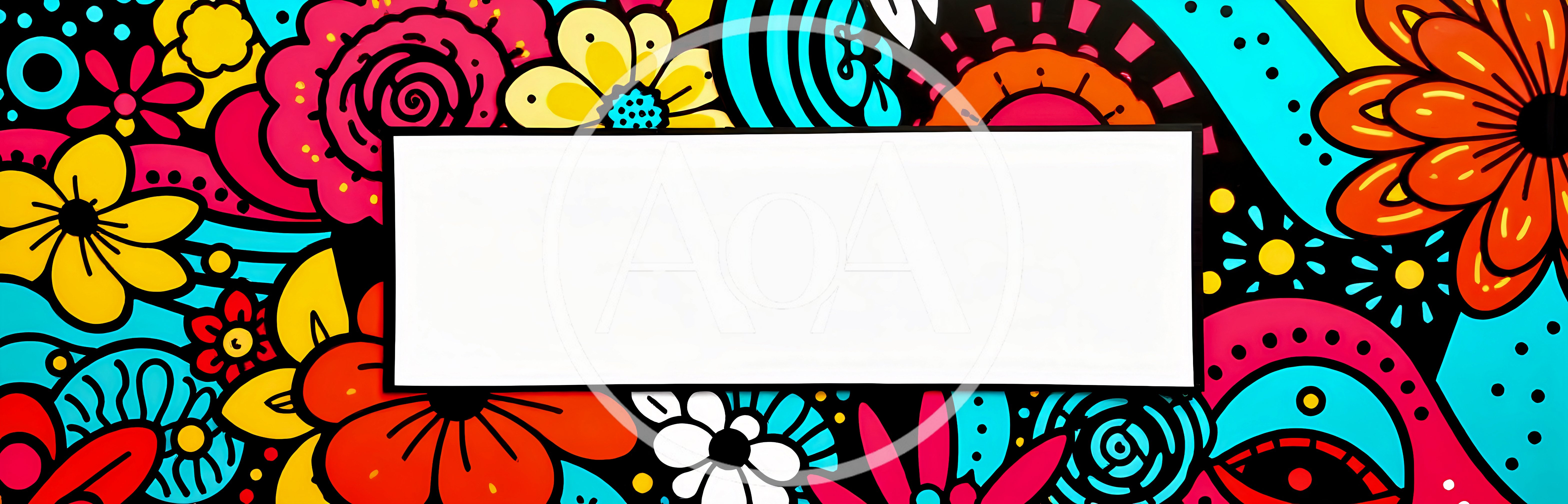 Colorful Floral Doodle Background With Blank White Frame