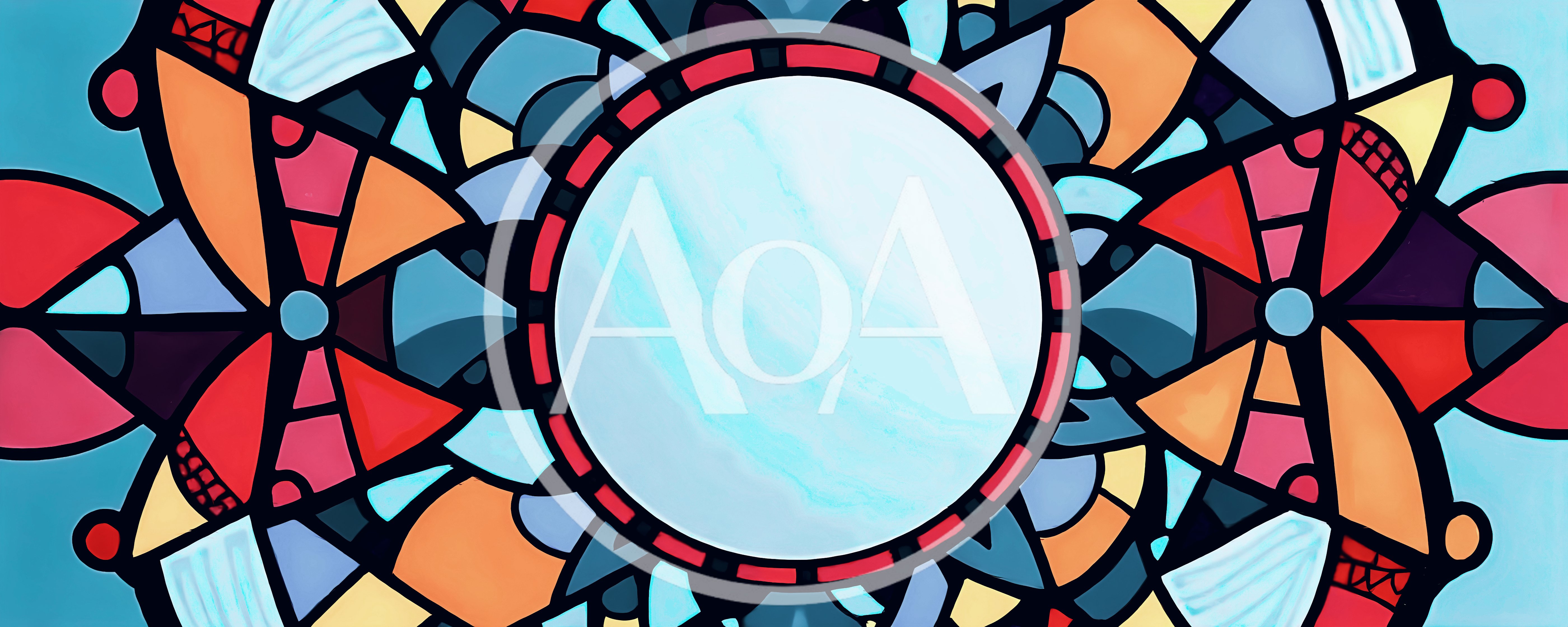 Stained Glass Mandala Pattern With Central Circular Mirror