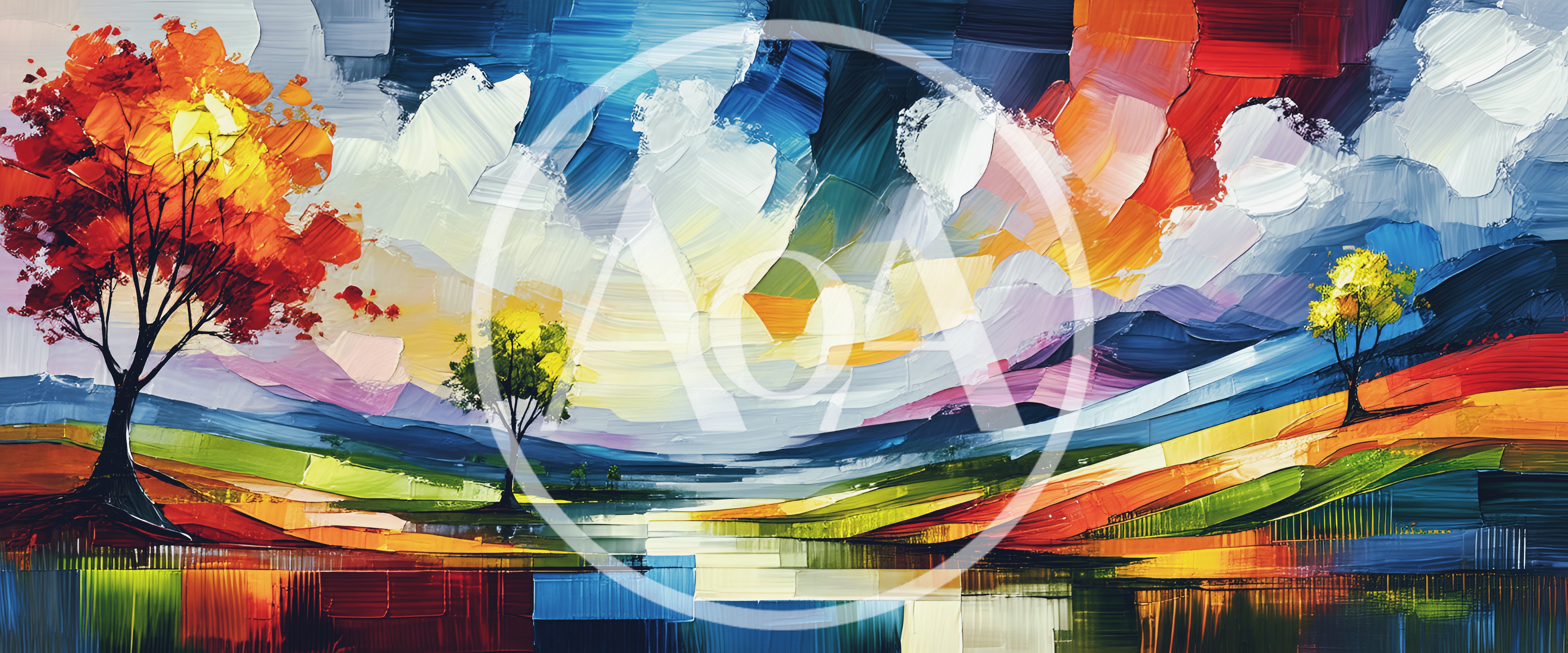 Abstract Oil Painting Of A Colorful Landscape