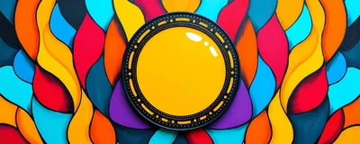 Abstract Colorful Wavy Background With Central Yellow Circle