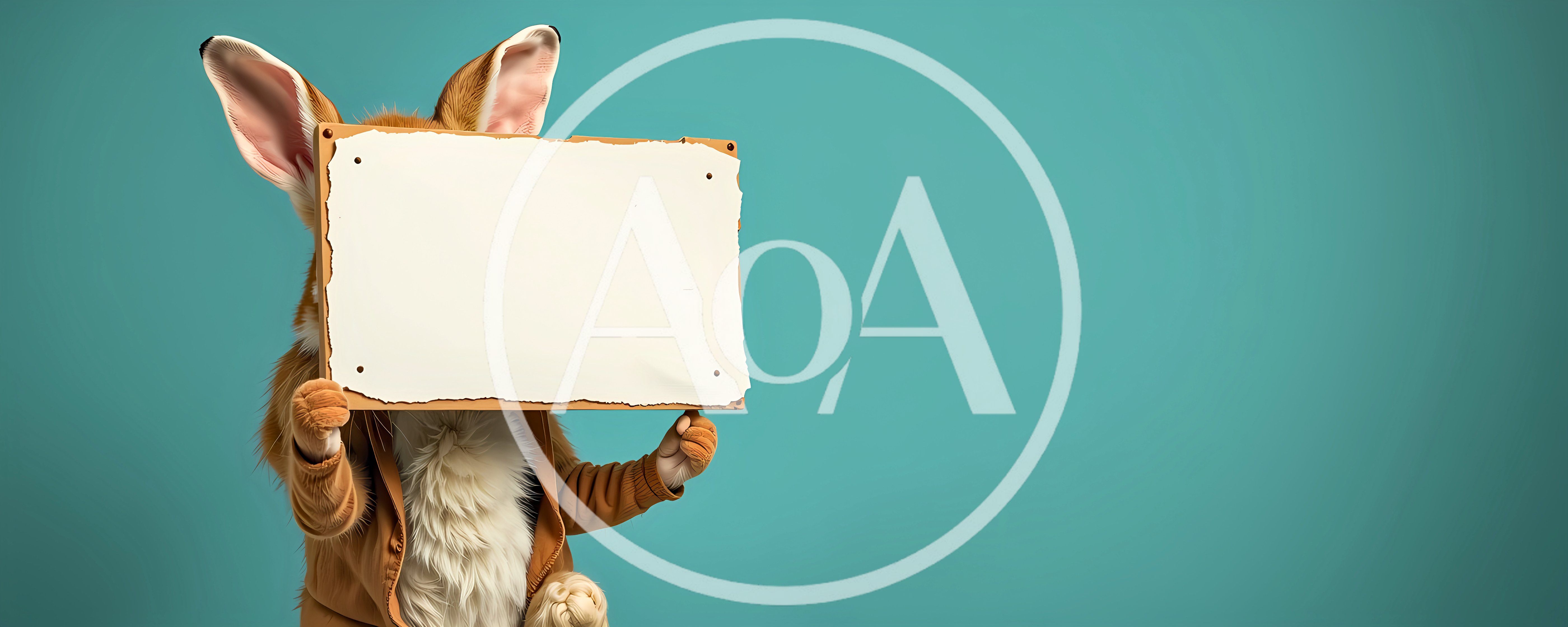 Anthropomorphic Rabbit Holding A Blank Sign