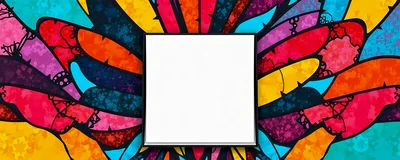Abstract Colorful Feather Pattern With Central White Frame