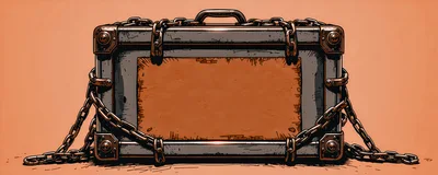 Locked Metal Suitcase Wrapped In Heavy Chains