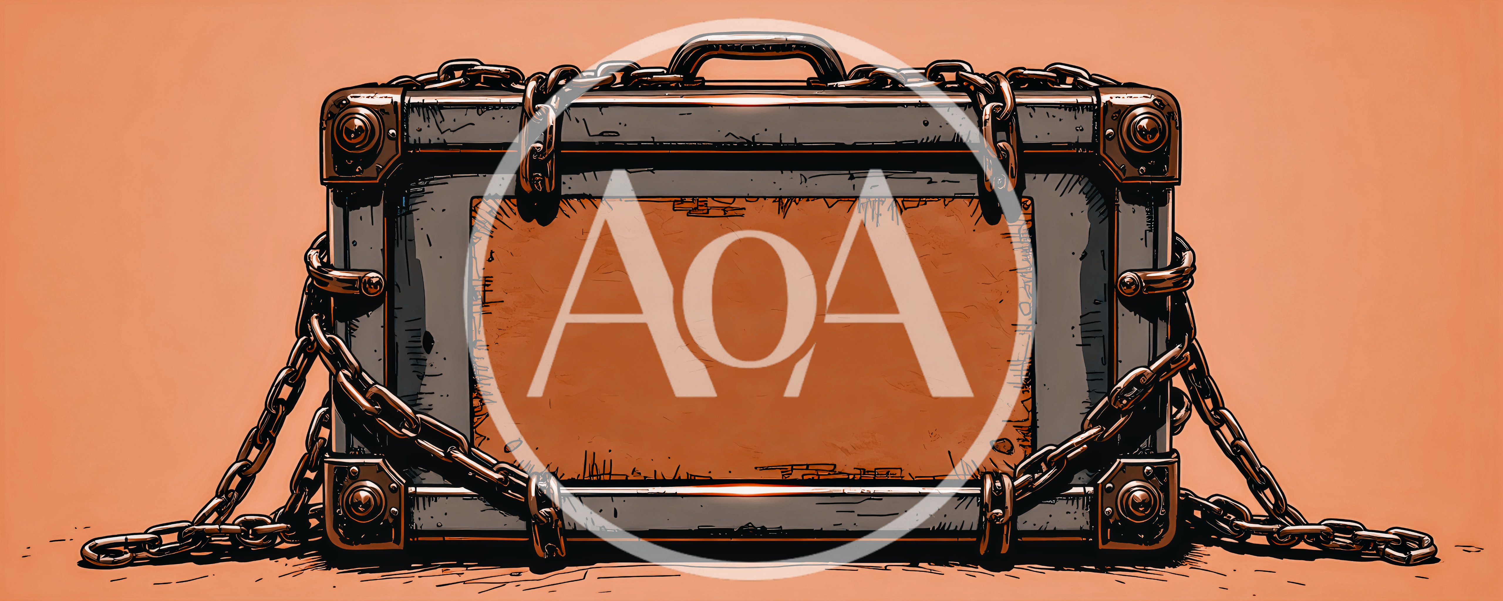 Locked Metal Suitcase Wrapped In Heavy Chains