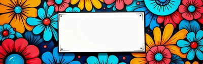 Colorful Floral Pattern Background With Blank White Frame