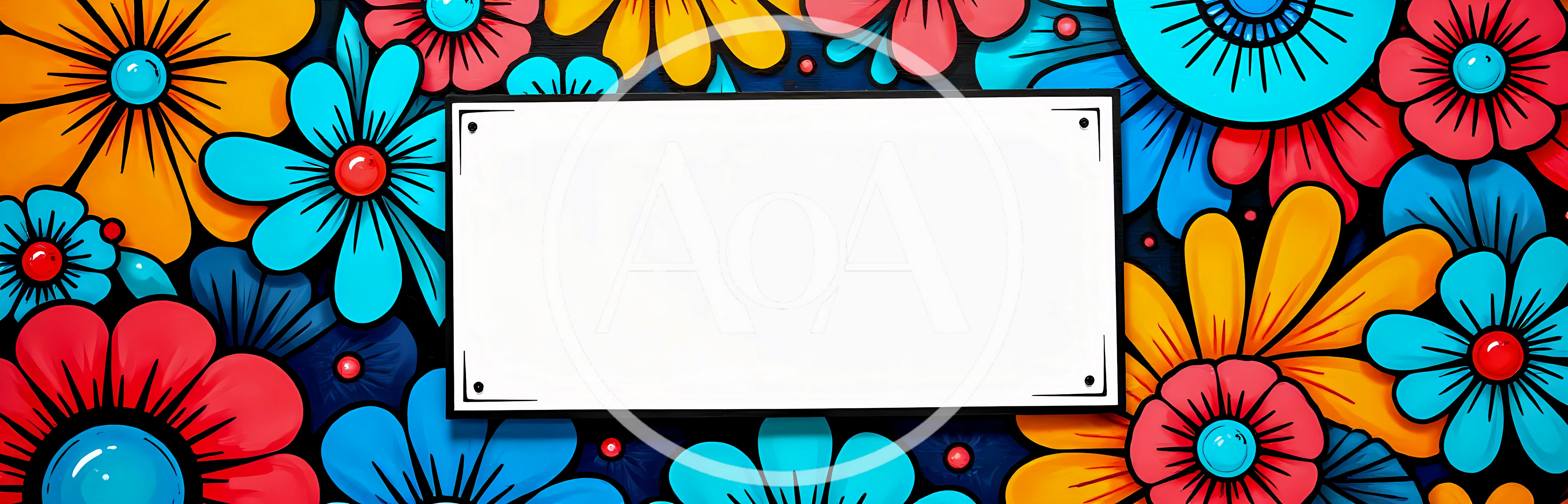 Colorful Floral Pattern Background With Blank White Frame