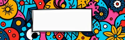 Colorful Abstract Doodle Art Background With Blank Frame