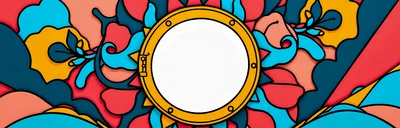Abstract Colorful Porthole Frame With Vibrant Organic Shapes