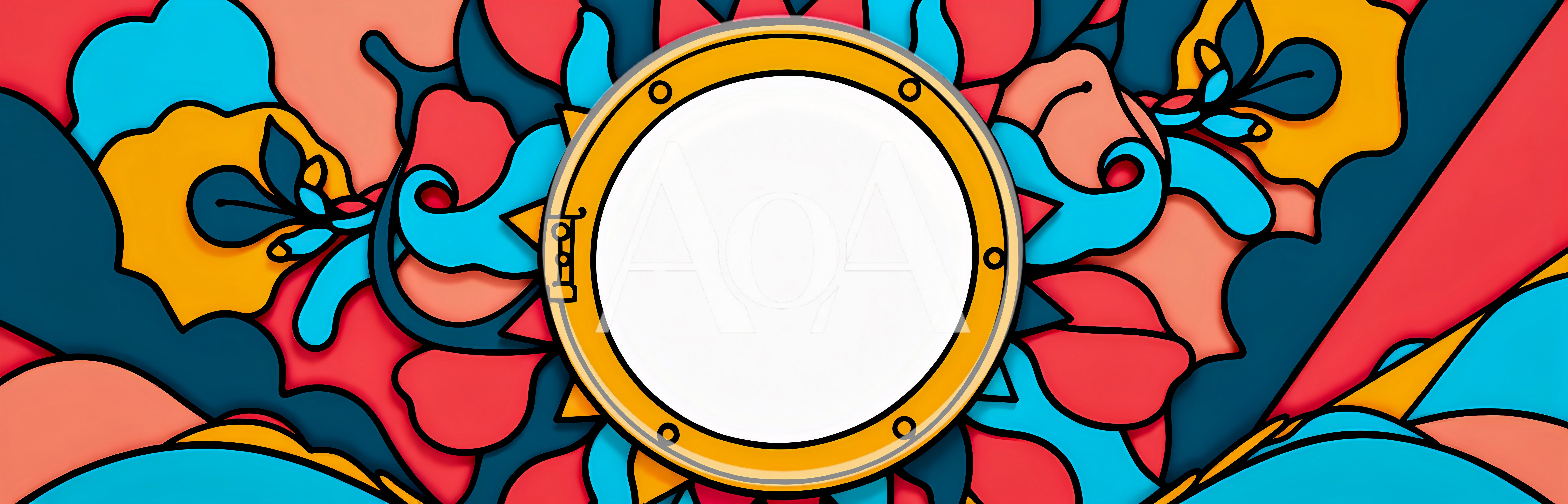 Abstract Colorful Porthole Frame With Vibrant Organic Shapes