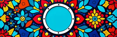 Vibrant Floral Mandala Pattern With Central Circular Frame